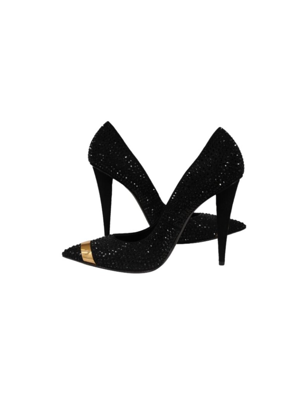 Giuseppe Zanotti Women Crystal Emballished Heels Sz US9 EU39 Black Gold Studded - Picture 9 of 12